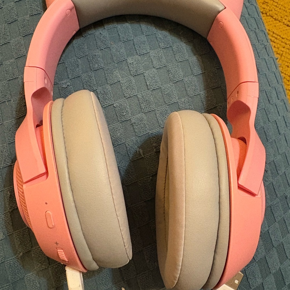 Pink and Gray Wireless Headphones